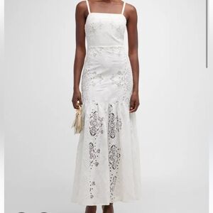 Borgo De Nor Cordelia White Lace Eyelet Tiered Maxi Skirt UK 6 US 2